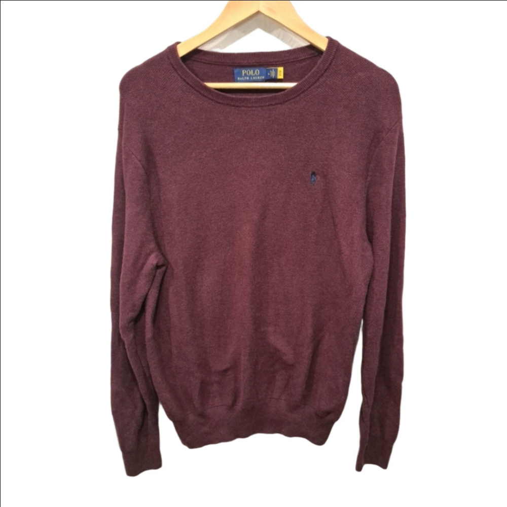 Polo by Ralph Lauren Men's Waffle Burgundy Sweater